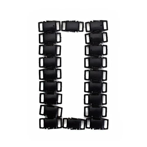 50 stk. Robuste Side-Release Spænder i Hård Plast til Remme/Hundehalsbånd/Paracord Armbånd (Sort)