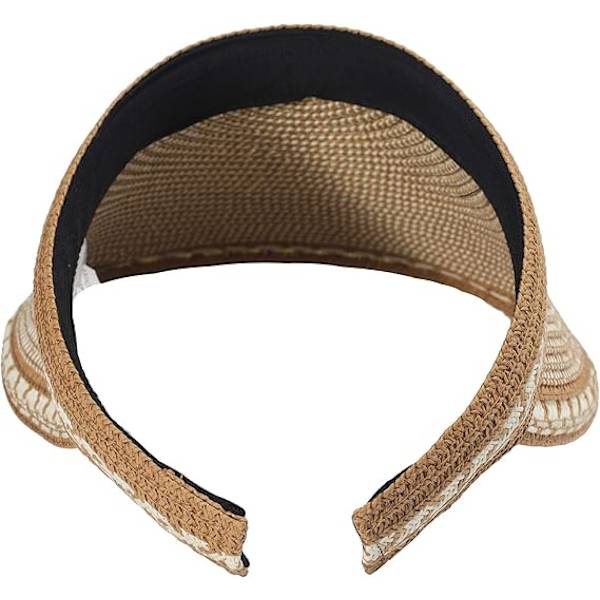 Kvinnors halm solskärm bred brätte golf solhatt sommar strand solskärmar keps Khaki