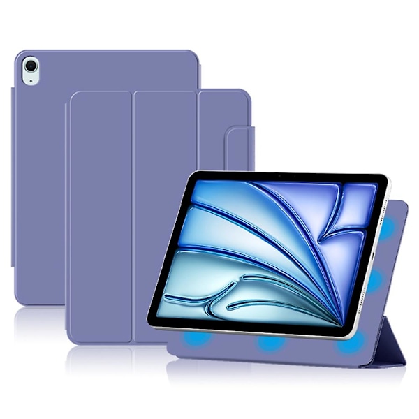 For iPad Air 13 (2024) (M2) Stand Case Shockproof Magnetic PU Leather Flip Tablet Cover - Purple