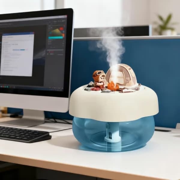 LED Stemningslys Luftfugter med Aroma Diffuser, 3-i-1 Ultralyd til Soveværelse, Kontor & Børneværelse blue