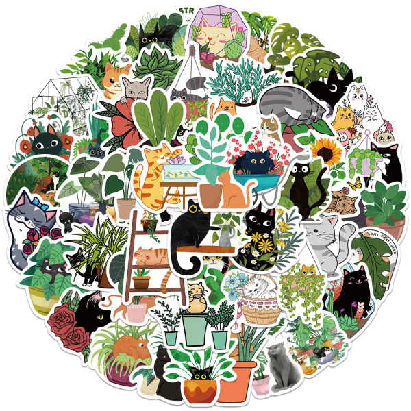 Stickers Cats and plants 50-pack