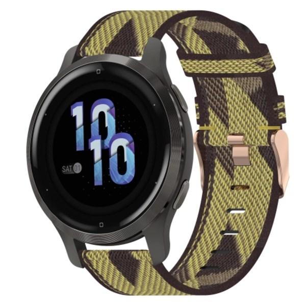 Til Garmin Venu 2S 18mm Nylon Flettet Rem Yellow