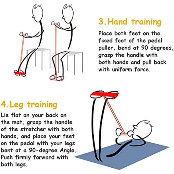 Motståndsträning 4 rör Pedal Motståndsband Sit-up Dragrep Fitness Pedal Tränare Spänningsrep Sport Tränare Utrustning