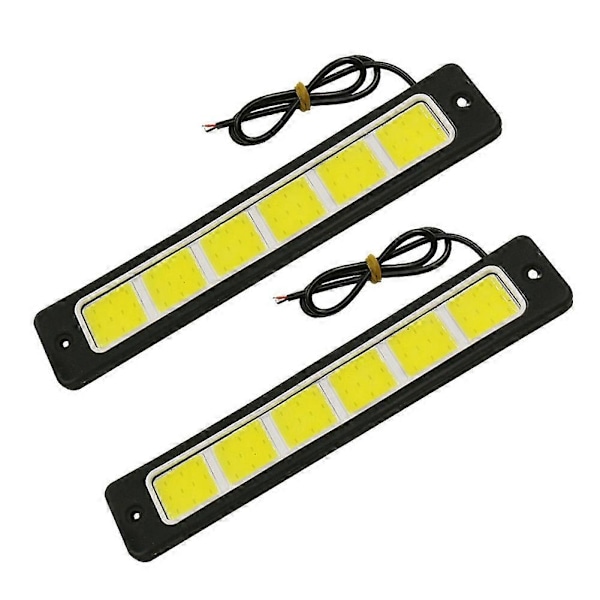 2 stk. Super Sterke LED Kjørelys Bil Kjøre Tåkelys Vanntett Fleksibel DRL COB LED Strip 190X35Mm 12V