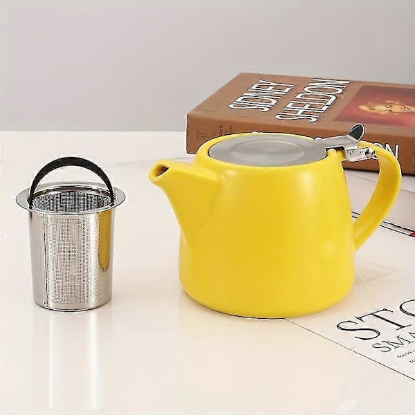 Autentisk japansk tekanna i keramik | Rostfri sil | Elegant och funktionell för eftermiddagste matte yellow