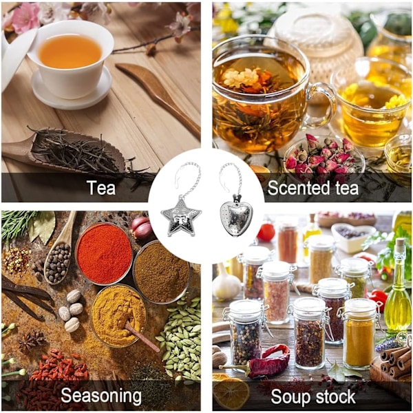 Te-bladinfuser, 304 rustfrit stål te-si, te-infuser mesh te-kuglefilter med kæde til løs te