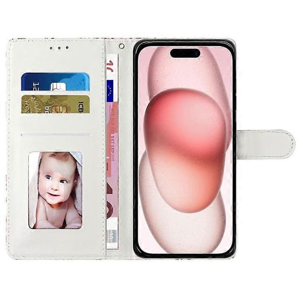 Kompatibel til iPhone 16 Case PU Læder 3D Mønster Print Telefon Wallet Cover
