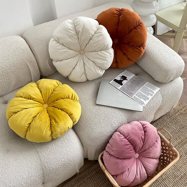3D Græskar Pyntepude til Sofa Dekorativ Rund Velour Pude til Sofaseng Stol Green 45CM