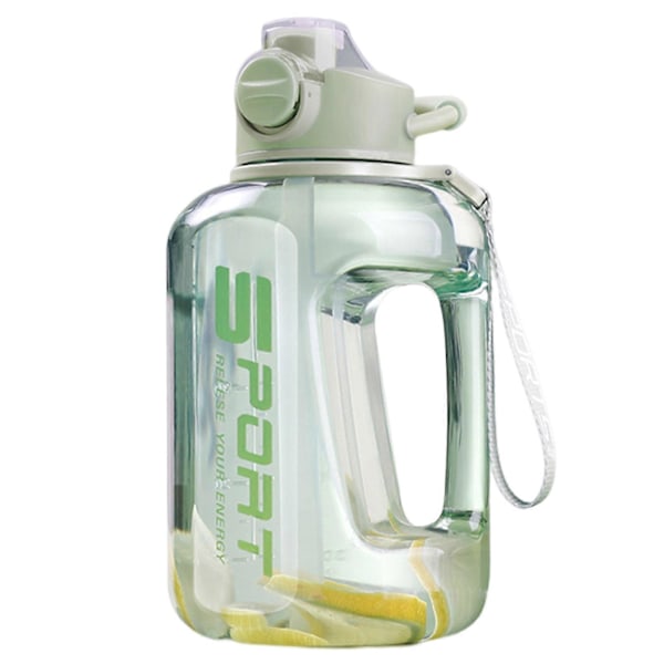 1700ml/2500ml Vandflaske med Sugerør og Skala, Stor Moderne Sportsflaske til Fitness Træning Green 2500Ml