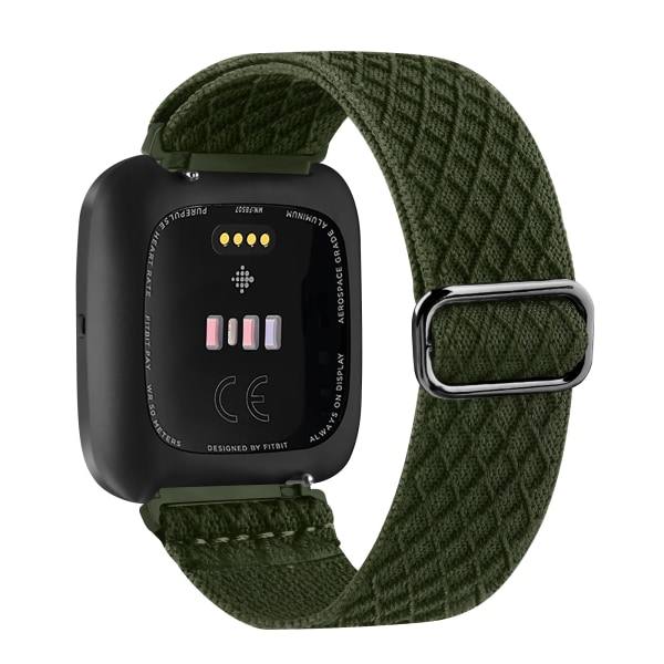 Elastisk Vævet Loop-Rem Til Fitbit Versa 3 2 Versa Lite Rem Justerbar Nylon Sport Urrem Til Fitbit Sense Rem Amy green For Versa 2 Versa 1