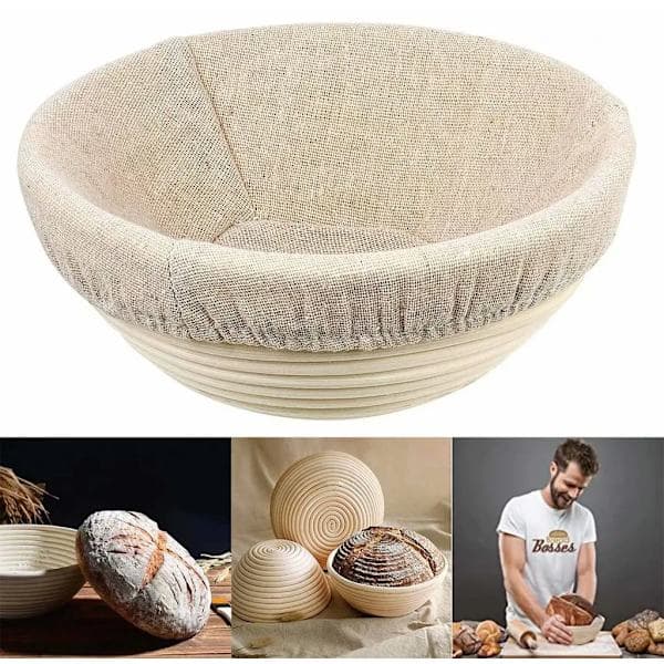 Rund hevekurv - brødform - 20x8 cm - linstoff