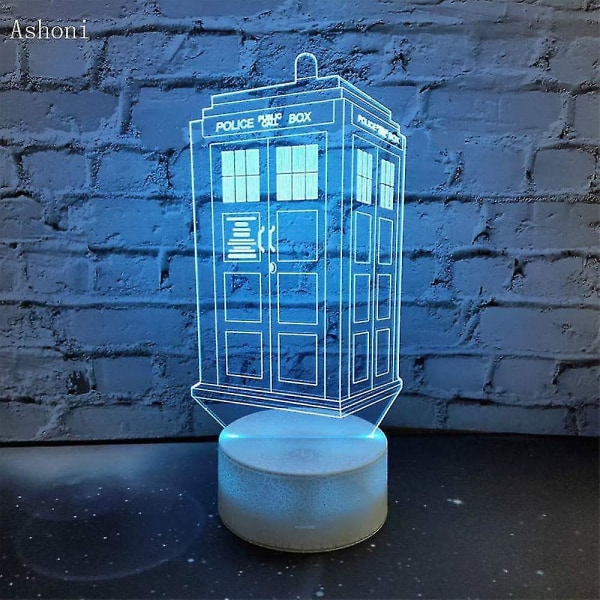 7 farver Skift Lampe Doctor Who Police Box 3d Lampe Akryl Led Usb Bordlampe