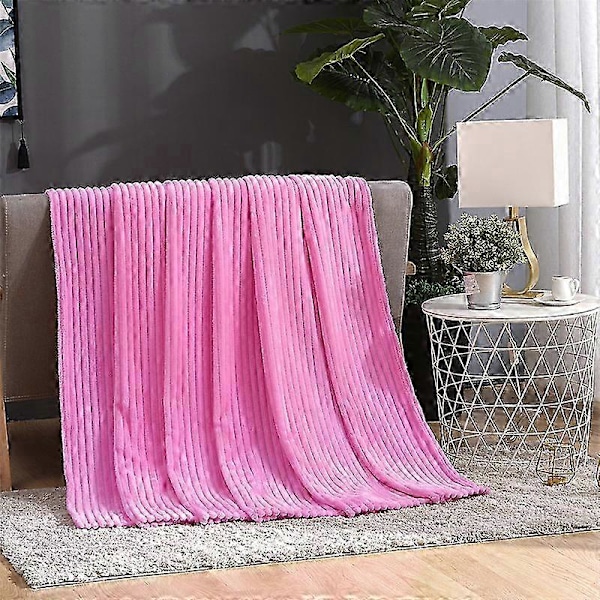 Stort Flanell Fleece Tæppe 100x150cm Polyester Blødt Behageligt Let Luksus Sengetæppe til Khaki