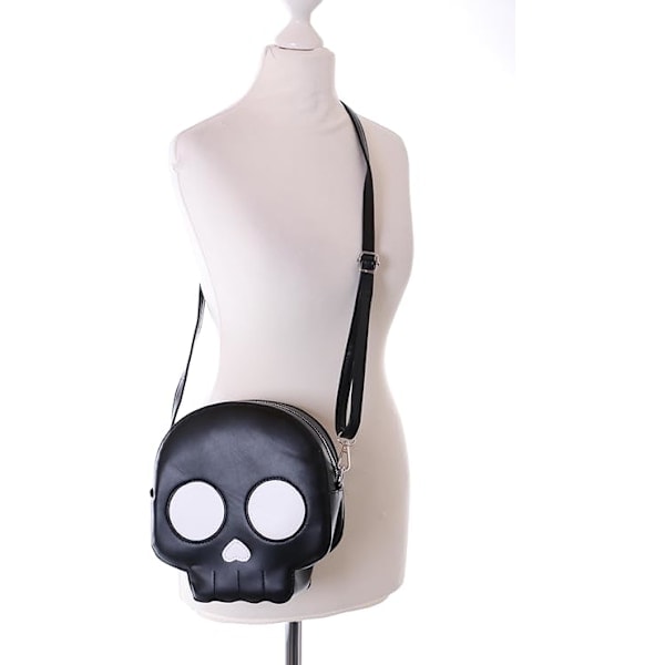 Svart dödskalle halloween läskig gotisk väska 22 x 21 x 6 cm PU, svart