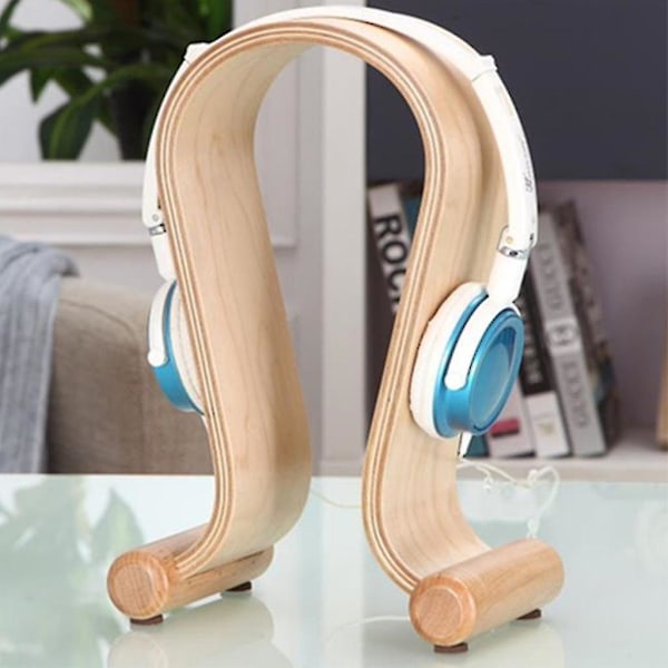Træ Headset Holder Høretelefon Stativ Hængende Valnød Farve Birk Træ Walnut