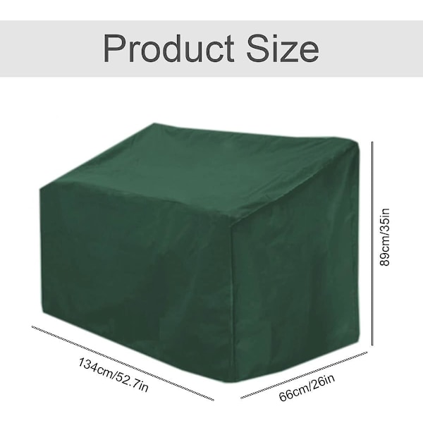 Trädgårdsbänköverdrag Vattentätt Överdrag - 2-sits Vattentätt, Vindtätt, UV-beständigt 210D Polyester Oxfordduk, 134 x 66 x 89cm (Grön)