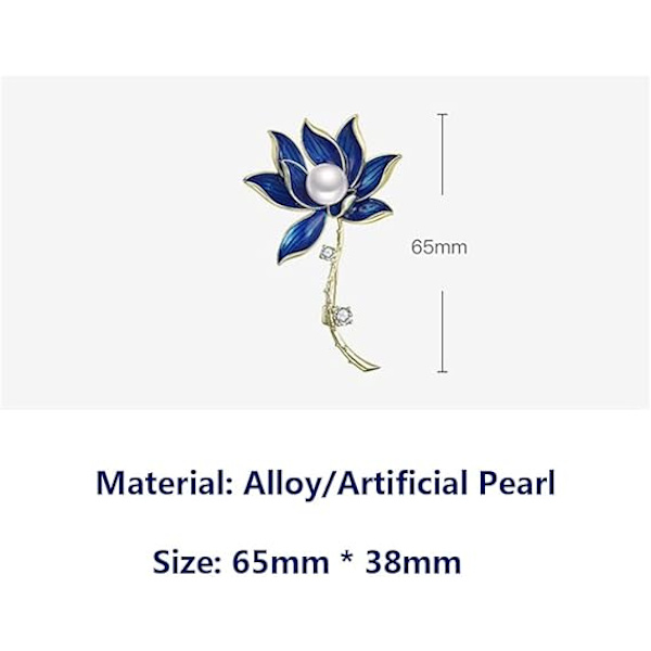 Blå Lotus Blomma Brosch Pin Dam Broscher Brosch Pärla Blomma Brosch Strass Brosch Pin Elegant Bröllop Bukett Kläder
