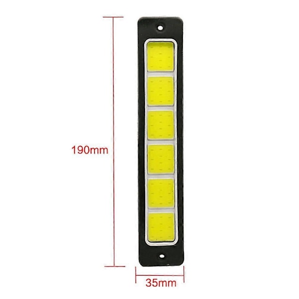 2 stk. Super Sterke LED Kjørelys Bil Kjøre Tåkelys Vanntett Fleksibel DRL COB LED Strip 190X35Mm 12V