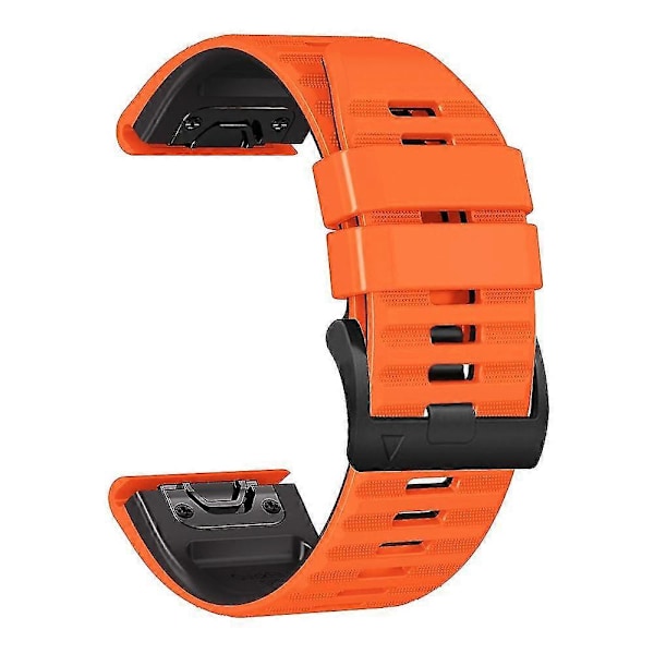 Garmin Tactix Delta/enduro -kellolle sopiva vaakaraidallinen silikoninen ranneke Orange Black