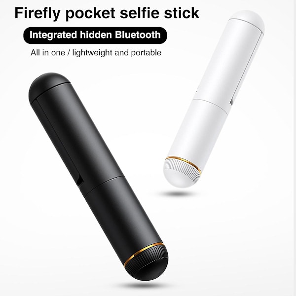 Mini Firefly Pocket Selfie Stick Bluetooth Trådløs Fjernbetjening Udtrækkelig Håndholdt Selfie Stang til iPhone Xiaomi HUAWEI VIVO Black