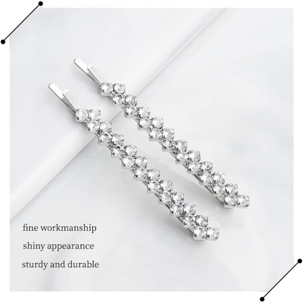 4 kappaletta strassihiusneuloja Bling Crystal Metal Hair Clips Grips Slide Single Row Slim Diamante Rhinestone Bobby Pin Black / Gold