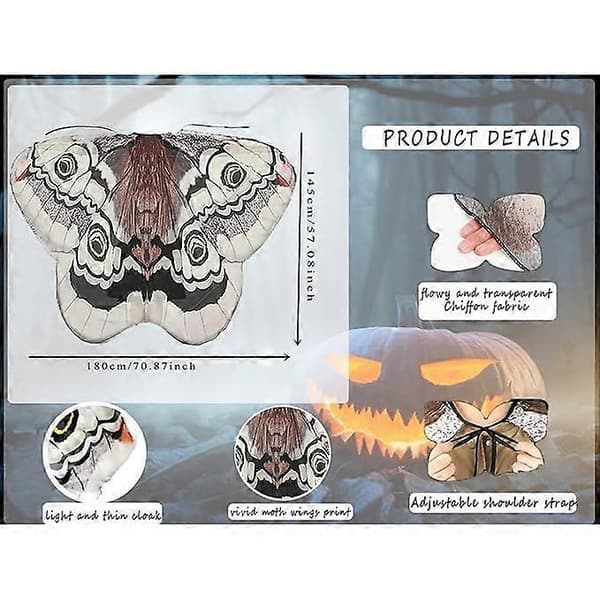 Halloween Fjärilsvingar Kostym för Kvinnor Grey
