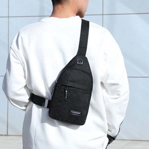 Crossbody Sling Bag til mænd - Vandtæt Oxford-stof Brysttaske til shopping, camping og gåture - Lysegrå light grey