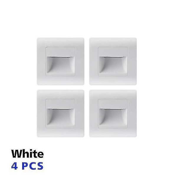 Indbygget LED Vægskinne PIR Bevægelsessensor Trappe Lys AC85-265V Trinlys Gangbelysning Indendørs Vægskinne 4pcs White Sensor
