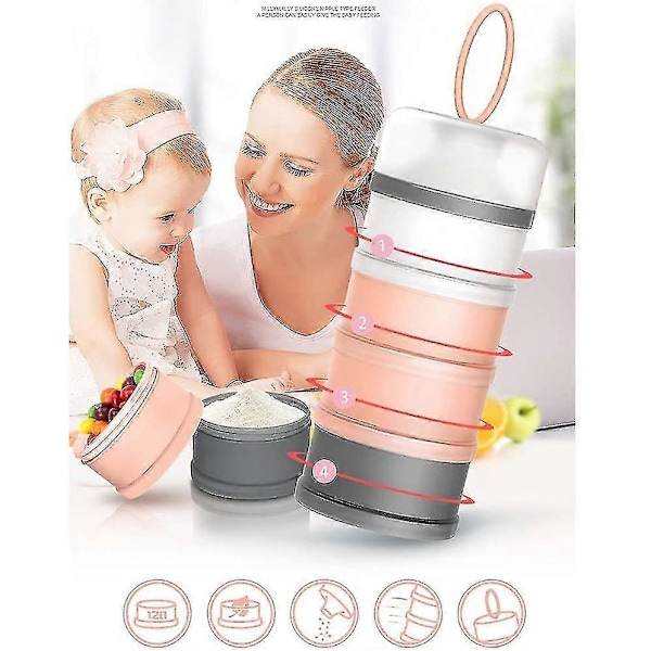 2 stk. Baby Mælkepulver Dispenser Snack Opbevaringsbeholder Stabelbar BPA Fri