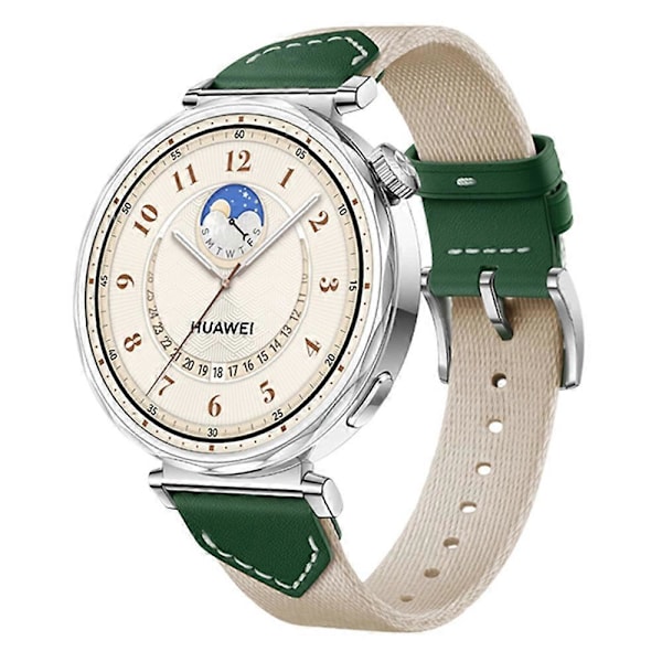 18MM Læder Nylon Rem Til Huawei Watch GT 5 Pro 42m GT 5 41mm GT 4 41mm GT 3 42mm Kvinder Komposit Multicolor Green