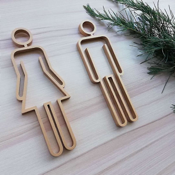 Toilet Dørskilt til Hotel, Kontor, Hjem Toilet Symbol Badeværelsesskilt WC Plade Toilet Skilt gold