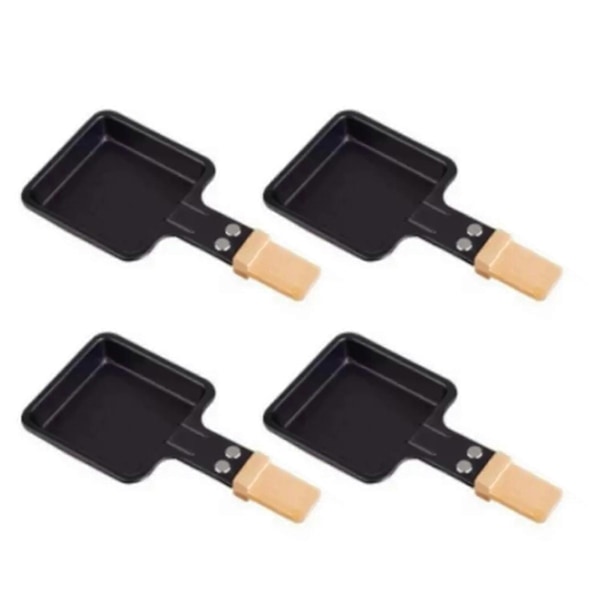Non-Stick Raclette Pander | Pakke med 1 til 12 | Mini Kvadratisk Raclette | Kompatibel med Tefal Raclette Maskine | Ergonomisk Design og Nem at Rengøre 4pcs
