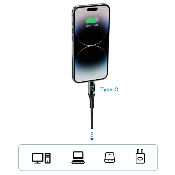 USB-C PD hurtigladekabel 100 W Svart 2 m Svart 2 m 2 m