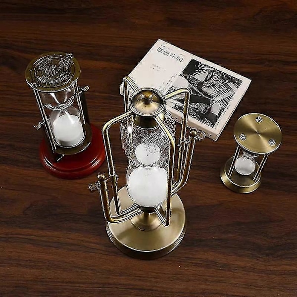 15/30/60min Kreativ Metall Timglas Sand Timer Europeisk Retro Kontor Bokhylla Studierum Ornament Dekoration Sandklocka Timer (60min,)