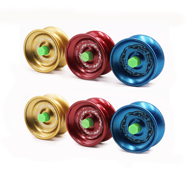 6 stk. professionel yoyo i aluminiumslegering med snor og kuglelejer