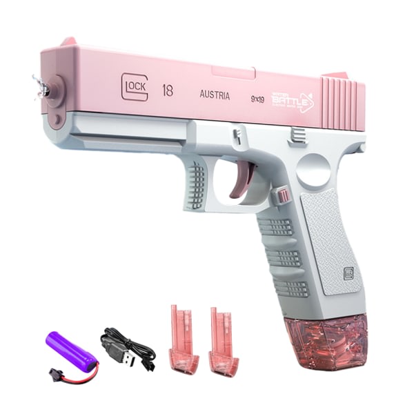 Elektrisk vanntøy, automatisk vannpistol leker for barn, sommer, gutt, jente, vannkrig leker, barnegaven, rosa klippversjon Pink clip version