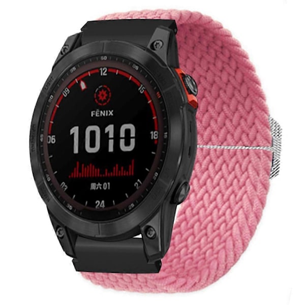 Joustava Nylon-kellohihna Urheiluranneke Garmin Fenix 7S / 6S / 5S:lle, 20 mm PC-liittimellä Pink