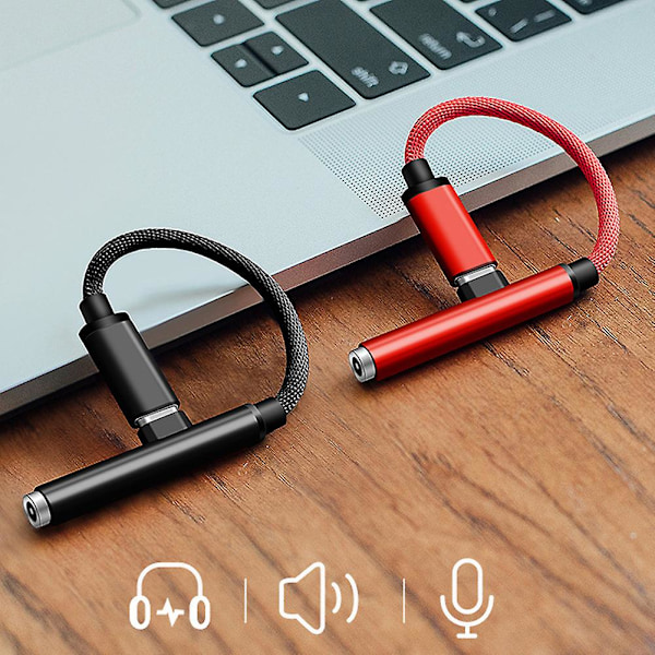 Hiborth 2-in-1 Type-C - USB-C 3,5 mm liitäntäkaapeli kuulokkeille puhelimen muuntaja Red