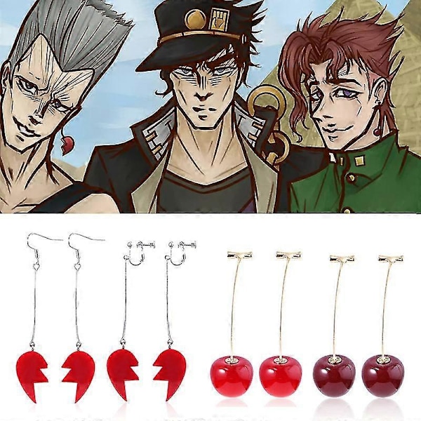 JoJos Bizarre Adventure Jean Pierre Polnareff Øreringe Hjertehæng Polnareff Ørestik E74-1