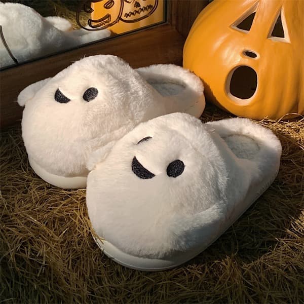 Halloween hjemmesko til kvinder med spøgelse- og flagermusdesign 44-45 44-45