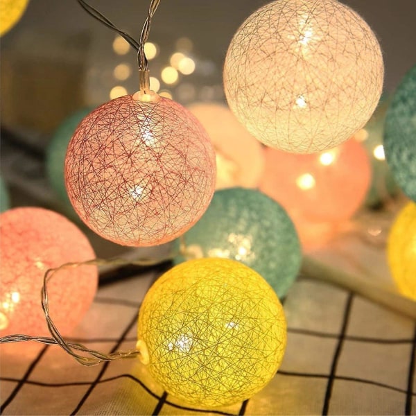 Cotton Ball Fairy Lights - 3m 20 Led Light String-bärbara Led Fairy Lights för inomhusbruk