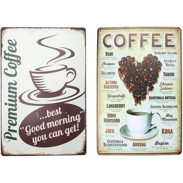 Pack of 2 retro tin signs for kitchen wall decorations