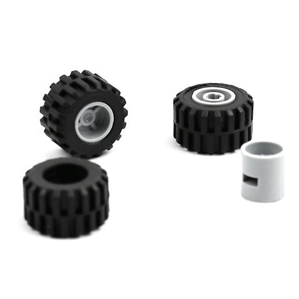 48 st Mini Hjul Axlar Pack Block Bil Tillbehör Däck Nav Klassiska Klossar Barn Diy Leksaker Klossar-A