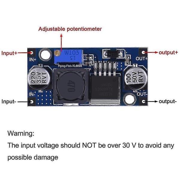 DC-DC Justerbar Step-up Boost Strømkonverter Modul XL6009 Erstat LM2577