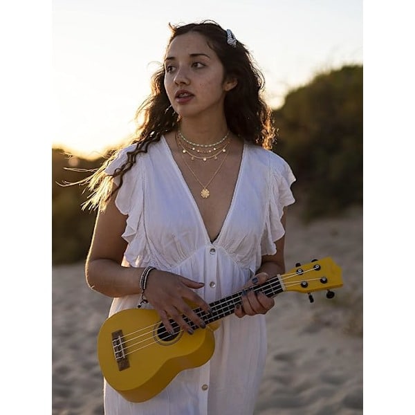 Flerskiktade Boho-halsband för kvinnor Trendiga guldpläterade flerskiktade halsband Stack Bohemian Turkos Pärlhalsband
