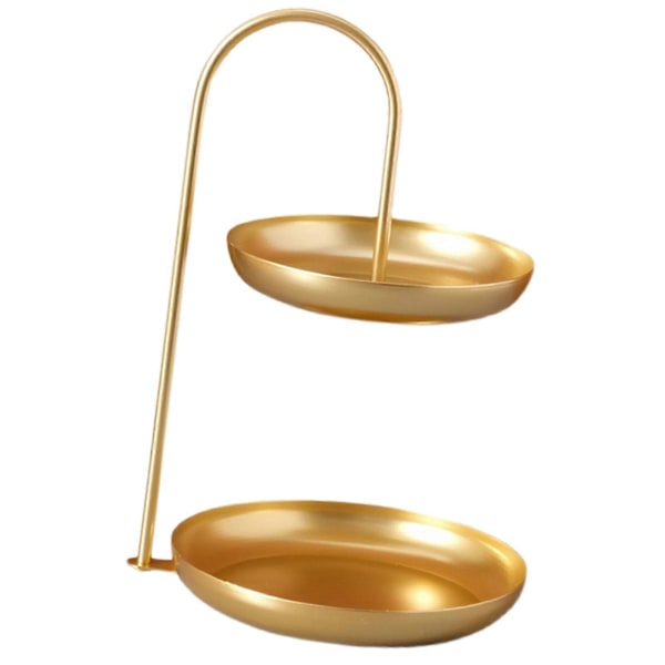 2-lags jern frukt serveringsbrett vanntett flerlags oppbevaringsfat for kaffebord fest Gold