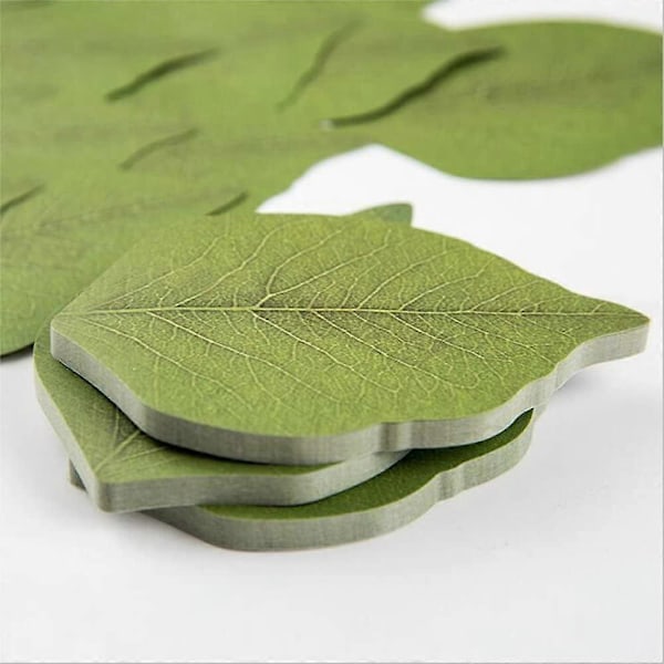 100 Ark Sticky Notes, Vackra Gröna Bladformade Självhäftande Anteckningsblock, 2-pack Sticky Note Pads, Sticky Memo Setes
