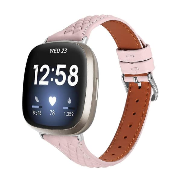 Fitbit Versa 3/Sense -kelloon sopiva pintanahkainen kellon ranneke, rombikuvio Multicolor Style A