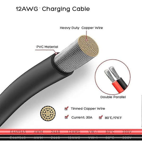 12AWG Bilcigarettænder til XT60-adapterkabel til ALLPOWERS R600 R1500 R2500 S2000 Pro Ecoflow Delta/River Anker B Sort rød
