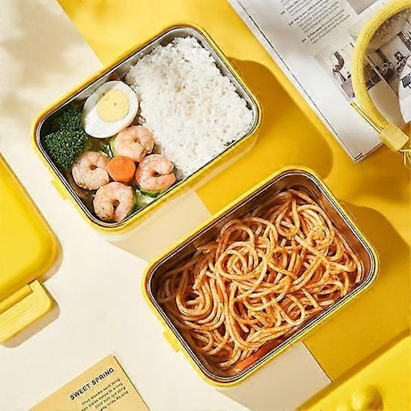 900ML Madkasse Sød Tegneserie And Termisk Rustfrit Stål Lækagesikker Bærbar Skoleelever Bento Madbeholder Kontorartikler